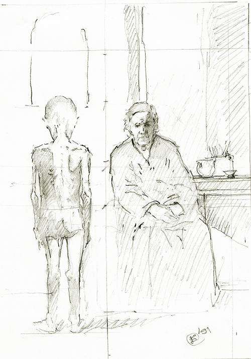16.5.
Crtež. 1991.
Olovka na papiru. 190x140 mm