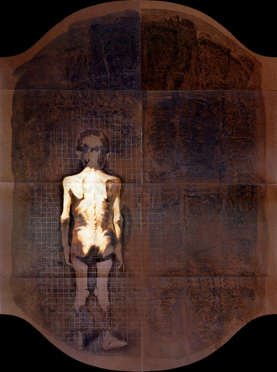 17.
Part of diptych,
The Return of the Prodigal Son. 1998
Oil and paper on wood panel. ~200x140 cm