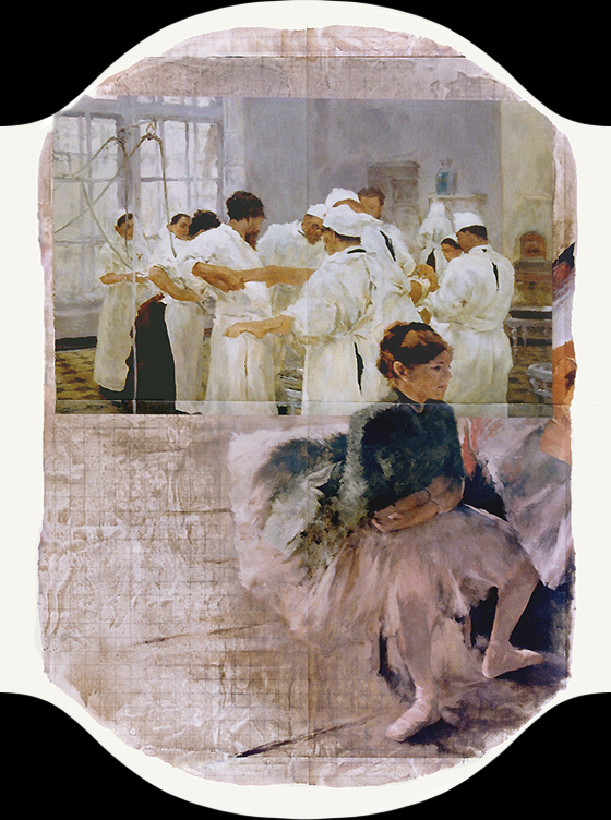 18.
The dress rehearsal on occasion of the formal
opening the J.Swift State Hospital. 1998/99
Oil and paper on wood panel. ~200x140 cm