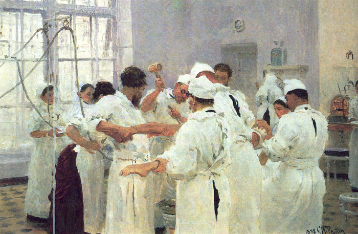 I. Y. Repin,
The Surgeon Pavlov in operating room, 1888